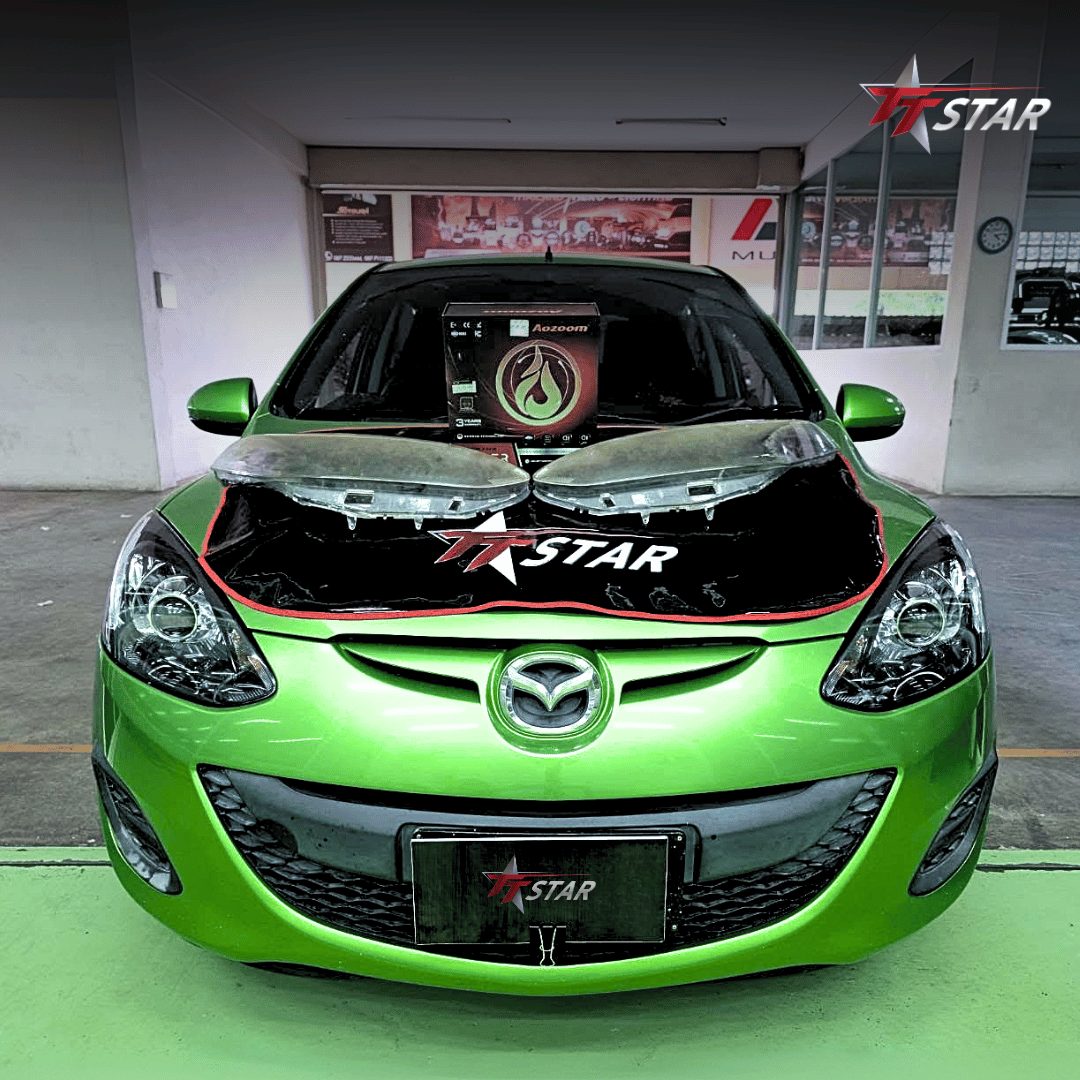 รีวิว อัพเกรดไฟหน้ารถยนต์ MAZDA 2 นครยนต์ออโตซาวด์ นครปฐม