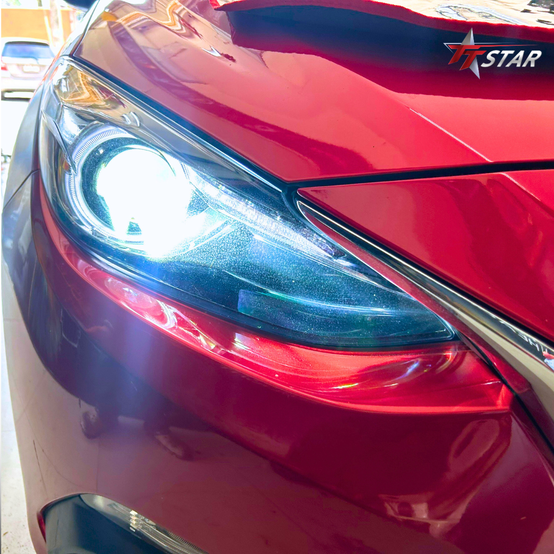 รีวิว อัพเกรดไฟหน้ารถยนต์ MAZDA เก่งประดับยนต์ ตรัง