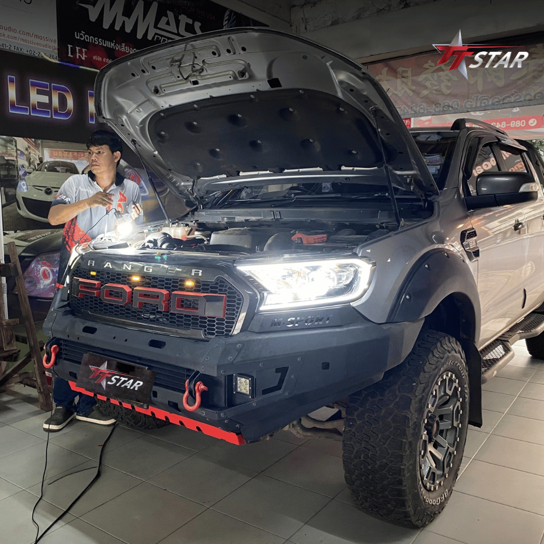รีวิว อัพเกรดไฟหน้ารถยนต์ FORD ชัชคาร์ ออดิโอ อุดรธานี