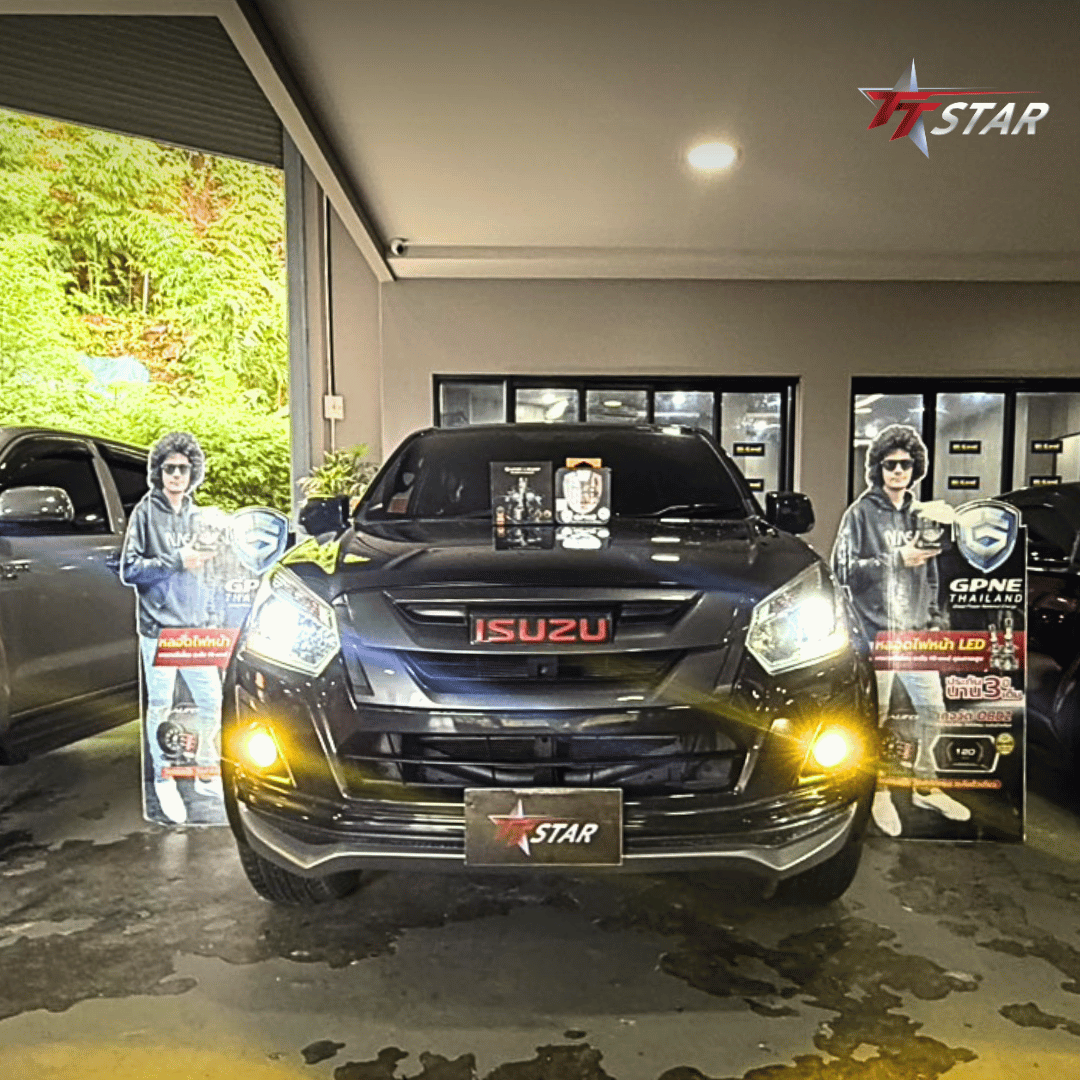 รีวิว อัพเกรดไฟหน้ารถยนต์ ISUZU ห้องกี่ประดับยนต์ ภูเก็ต