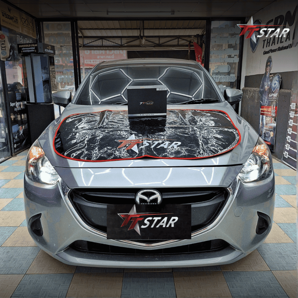 รีวิว อัพเกรดไฟหน้ารถยนต์ MAZDA 2 เมืองประดับยนต์ กระบี่