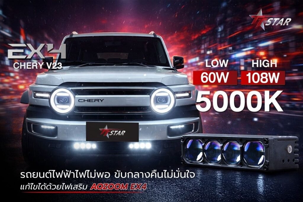 รถยนต์ไฟฟ้าไฟไม่พอ ขับกลางคืนไม่มั่นใจ แก้ไขได้ด้วยไฟเสริม AOZOOM EX4