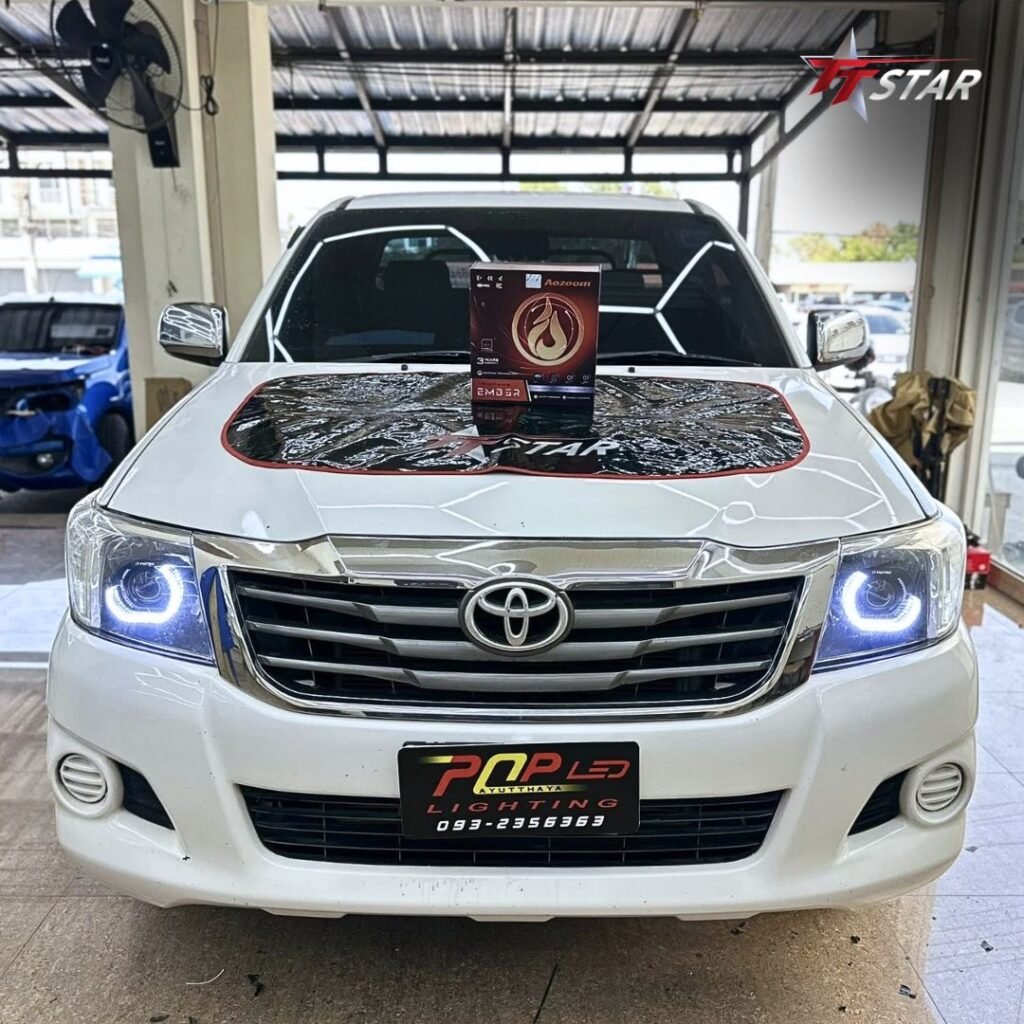 Toyota Hilux Vigo ปี 2011 ติดตั้งไฟหน้า AOZOOM EMBER พร้อม Angel Ring โดย POP LED Ayutthaya