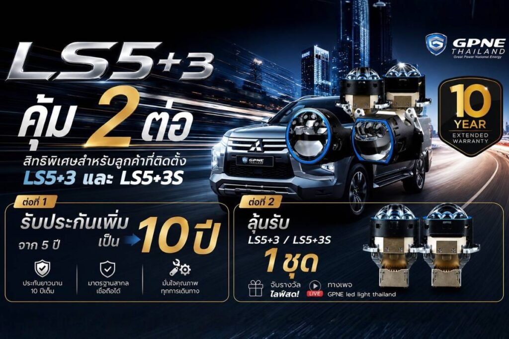 มหากาพย์แจกใหญ่สะเทือนวงการ! GPNE LS5+3S ดับเบิ้ลประกัน 10 ปีเต็ม + ลุ้นโชคติดฟรีสไลด์หน้าฝน