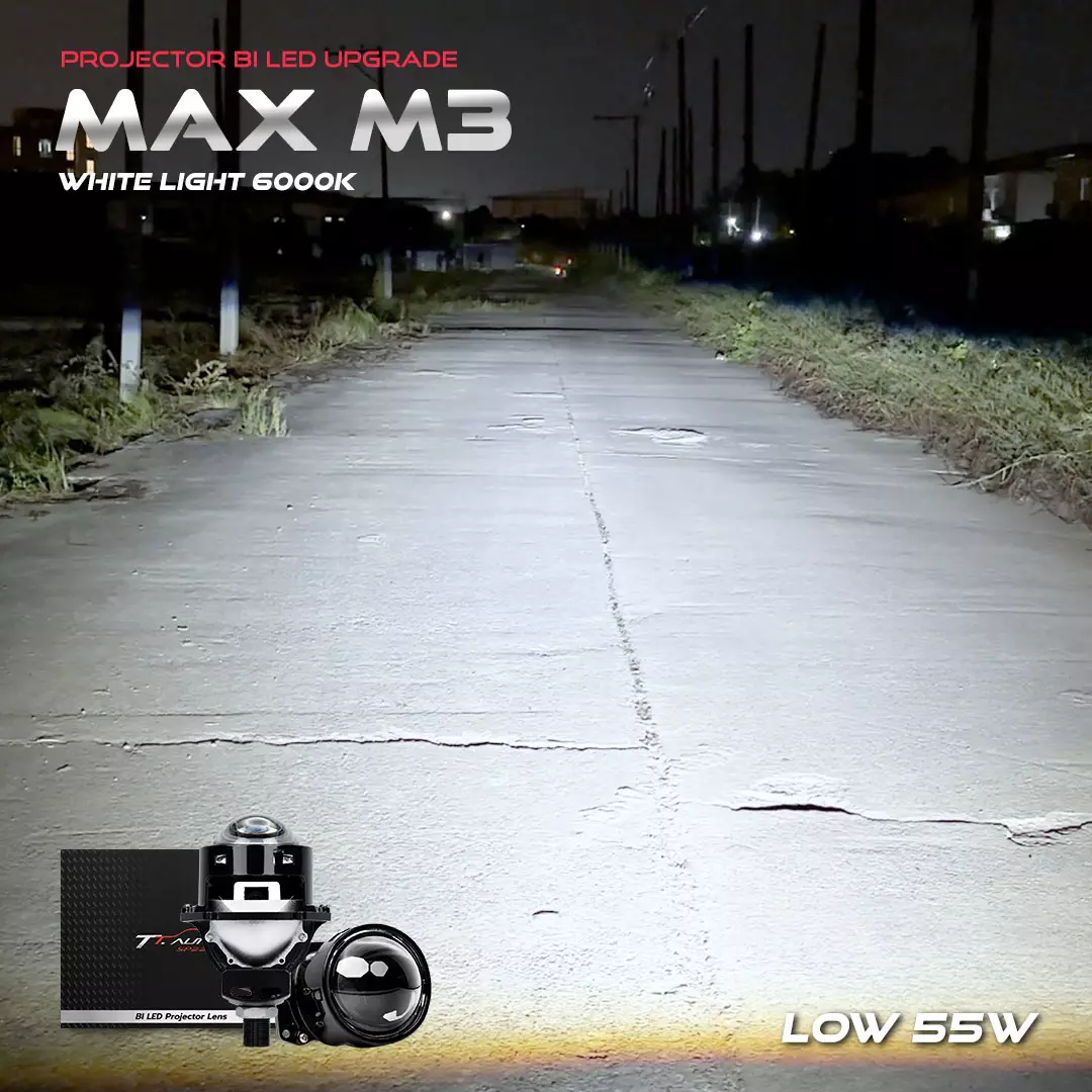 PROHD MAX M3 | ไฟโปรเจคเตอร์ BI-LED 55-65W แสงขาว 6000K รับประกัน 2 ปี