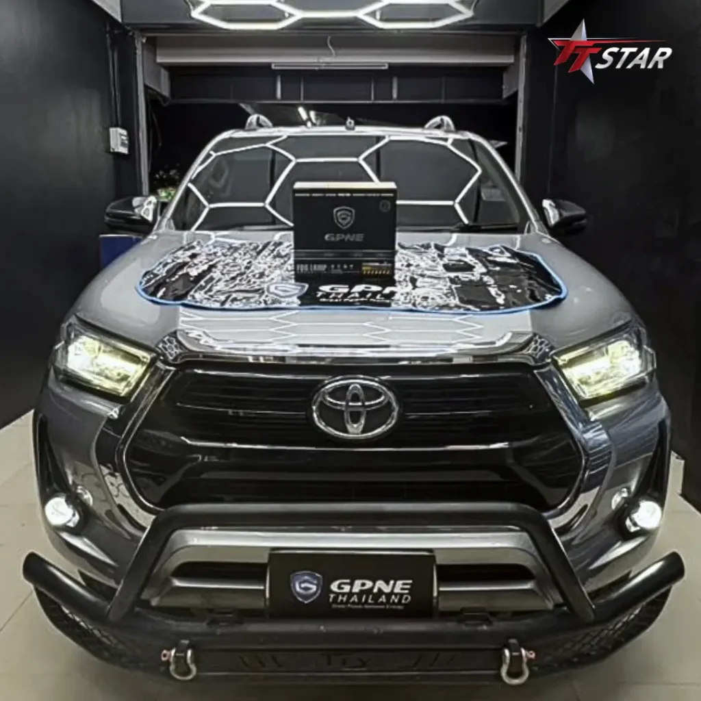 ติดตั้งไฟหน้า TOYOTA HILUX REVO PRERUNNER ด้วย GPNE GF40X 3 สี